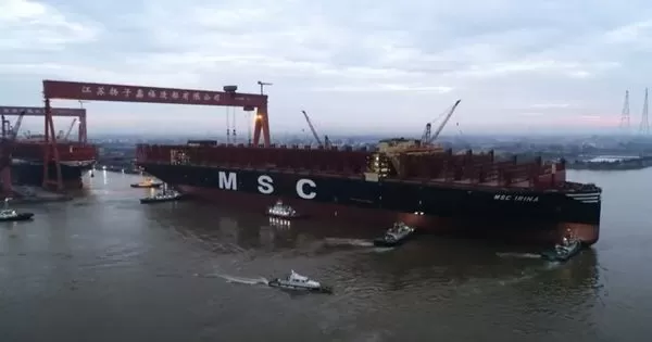 The worlds largest container ships MSC Irina and MSC Loreto floated